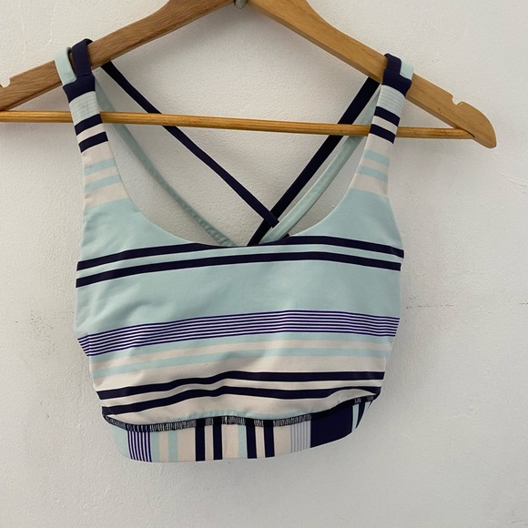 Lululemon Energy Bra Groovy Stripe Cadet Blue Aquamarine Cadet Blue Size:8 - Picture 1 of 7